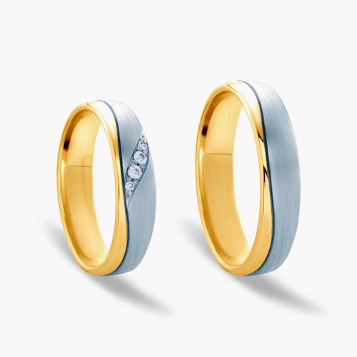 Obrączki ślubne: dwukolorowe złoto, okrągłe, 5 mm